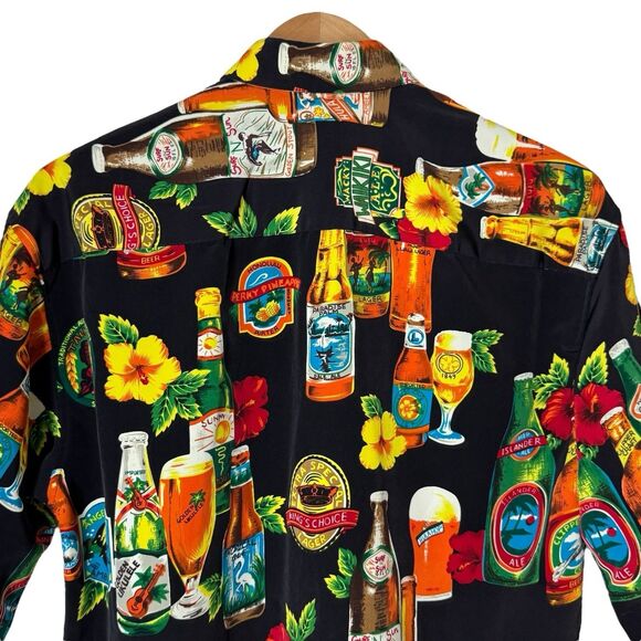 Vtg Montello Club Mens Medium Floral Beer Print Button Up Shirt Short Sleeve - Picture 8 of 10